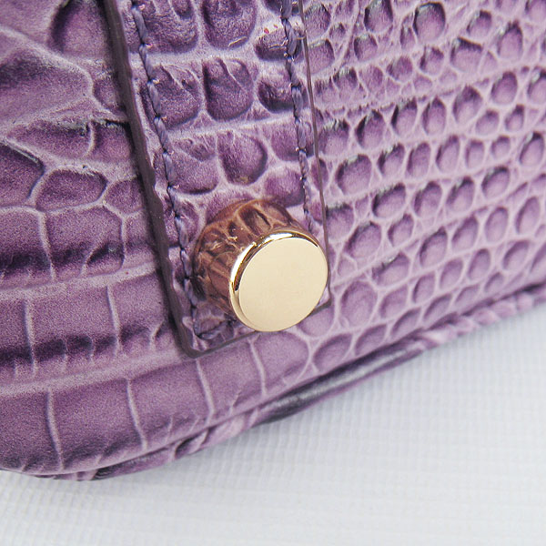 Replica Hermes Birkin 30CM Crocodile Head Veins Bag Purple 6088 On Sale - Click Image to Close